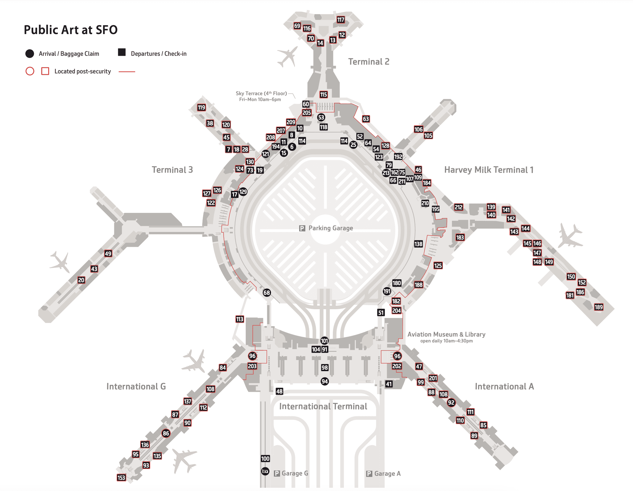 Elevating Airport Experiences through Strategic Art Integration - Best Practices & Tips by MASSIVart - Public Art at SFO map