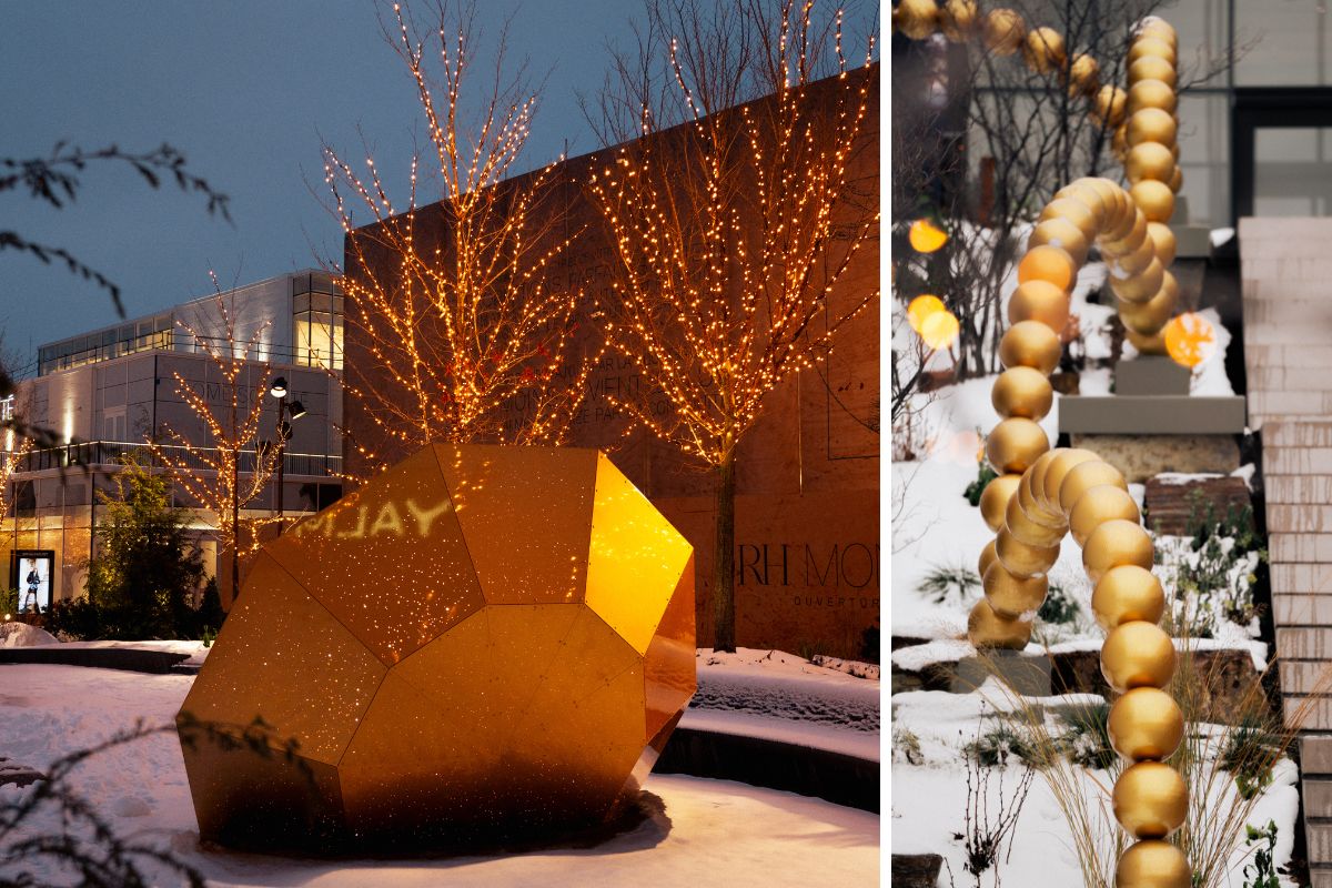 Oversized Jewels for a non-traditional holiday installation at ROYALMOUNT shopping mall retail center in Montreal - Designed and Produced by MASSIVart