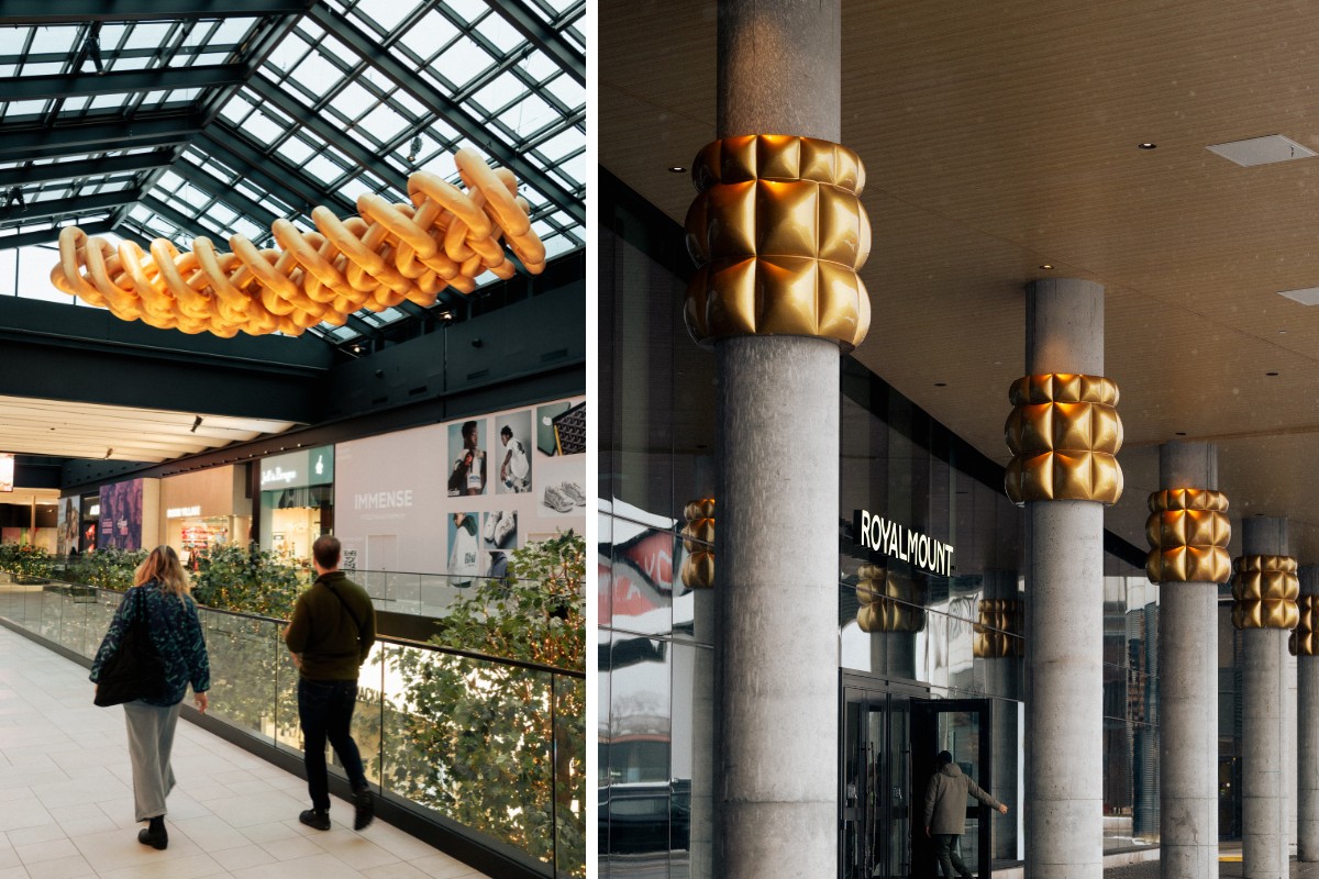 Oversized Jewels for a non-traditional holiday installation at ROYALMOUNT shopping mall retail center in Montreal - Designed and Produced by MASSIVart